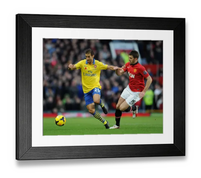 Framed Print : Flamini Surges Past Carrick: Manchester United vs. Arsenal, Premier League 2013-14