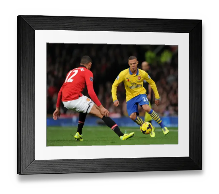 Framed Print : Clash of Titans: Gibbs vs Smalling - Manchester United vs Arsenal, Premier League 2013-14