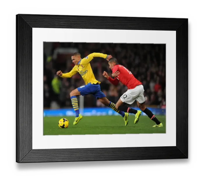 Framed Print : Clash of Defenders: Gibbs vs Smalling - Premier League Showdown (2013-14)