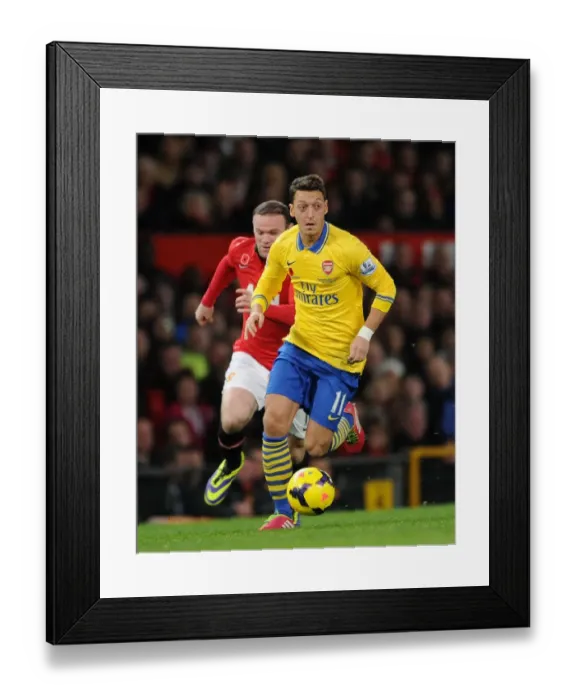 Framed Print : Mesut Ozil Outruns Wayne Rooney: Manchester United vs. Arsenal, Premier League 2013-14