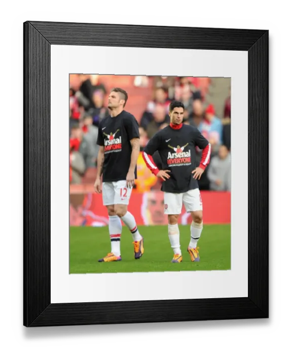 Framed Print : Olivier Giroud and Mikel Arteta (Arsenal) in their Arsenal for Everyone Tshirts. Arsenal 2 Framed Print : Olivier Giroud and Mikel Arteta (Arsenal) in their Arsenal for Everyone Tshirts. Arsenal 2