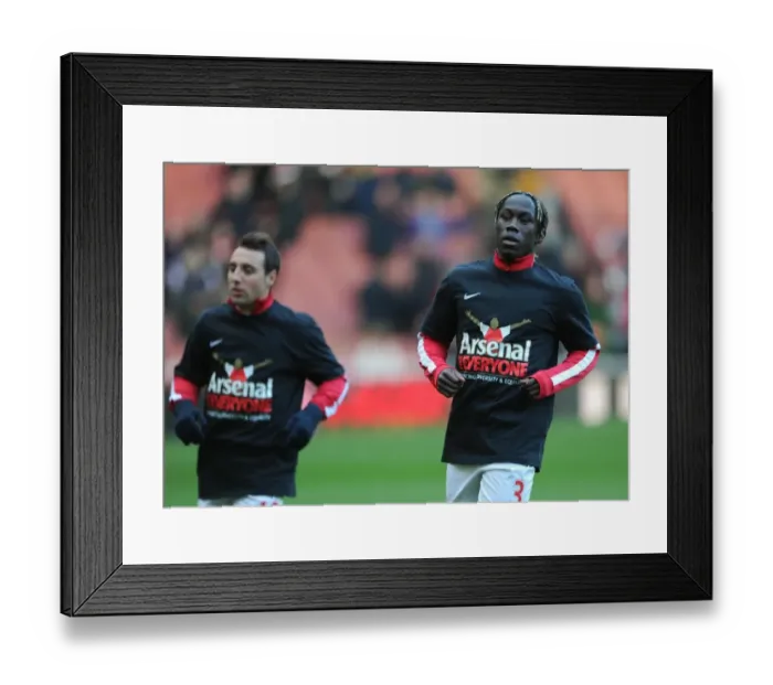 Framed Print : Bacary Sagna (Arsenal) in his Arsenal for Everyone t shirt. Arsenal 2: 0 Southampton