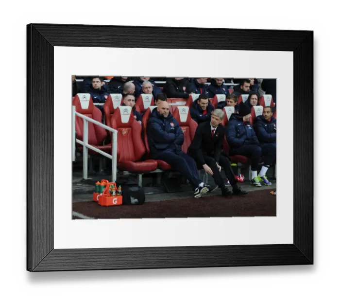 Framed Print : Arsene Wenger and Steve Bould Lead Arsenal Against Southampton (2013-14) Framed Print : Arsene Wenger and Steve Bould Lead Arsenal Against Southampton (2013-14)