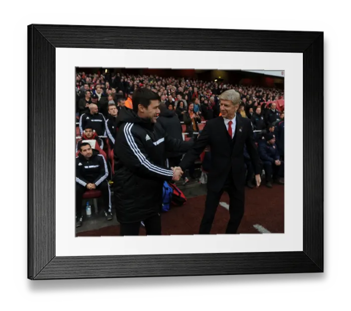Framed Print : Arsene Wenger and Mauricio Pochettino: Pre-Match Handshake at Arsenal vs Southampton (2013-14)
