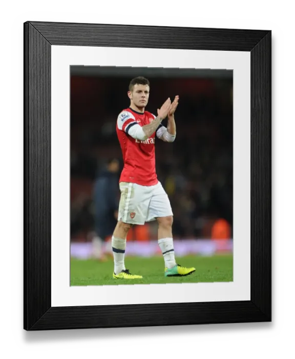 Framed Print : Jack Wilshere Celebrates with Arsenal Fans after Arsenal v Southampton Match, 2013-14