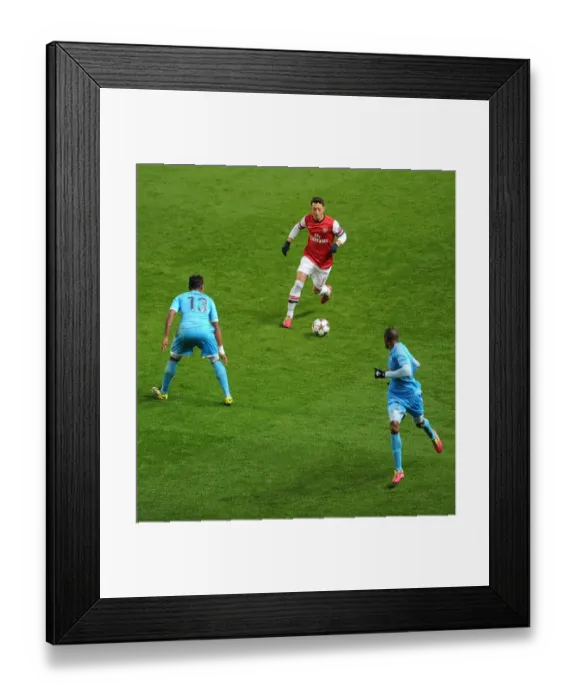 Framed Print : Clash of Midfielders: Ozil vs Lemina & Abdallah (Arsenal v Marseille, 2013-14) Framed Print : Clash of Midfielders: Ozil vs Lemina & Abdallah (Arsenal v Marseille, 2013-14)