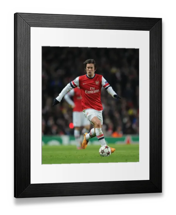 Framed Print : Arsenal's Tomas Rosicky in Action against Olympique de Marseille, UEFA Champions League (2013)