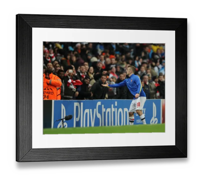 Framed Print : Jack Wilshere Celebrates with Arsenal Fans after Arsenal v Marseille UEFA Champions League Match, 2013 Framed Print : Jack Wilshere Celebrates with Arsenal Fans after Arsenal v Marseille UEFA Champions League Match, 2013