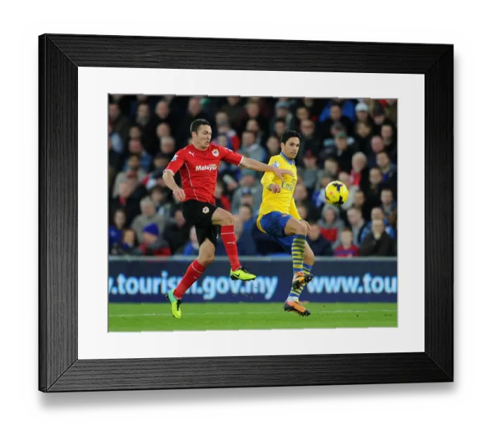 Framed Print : Mikel Arteta vs Jordan Mutch: Intense Clash in Cardiff City vs Arsenal, Premier League 2013-14 Framed Print : Mikel Arteta vs Jordan Mutch: Intense Clash in Cardiff City vs Arsenal, Premier League 2013-14