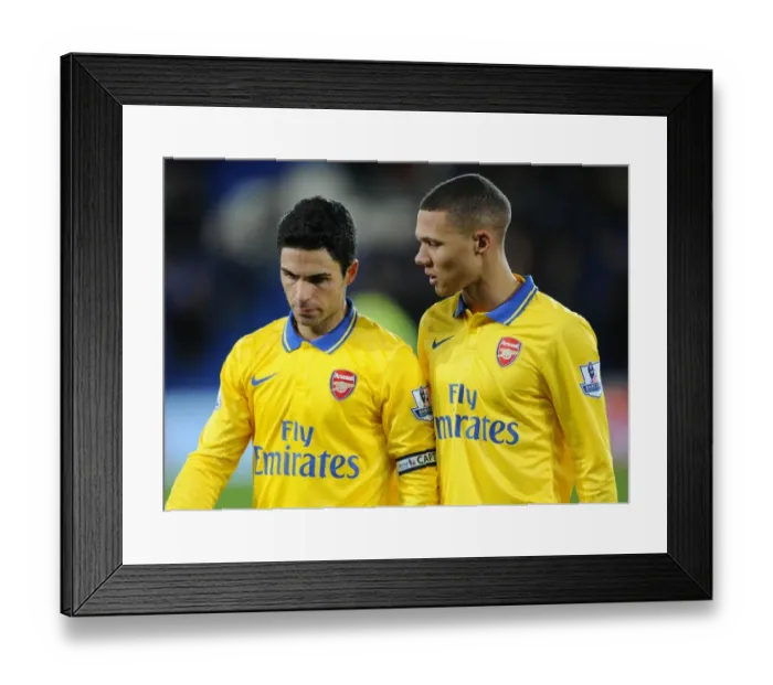 Framed Print : Mikel Arteta and Kieran Gibbs: Post-Match Moment at Cardiff City Stadium (Arsenal vs. Cardiff City, 2013-14)