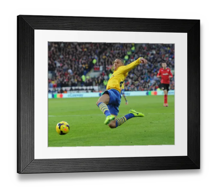 Framed Print : Kieran Gibbs in Action: Cardiff City vs. Arsenal, Premier League 2013-14