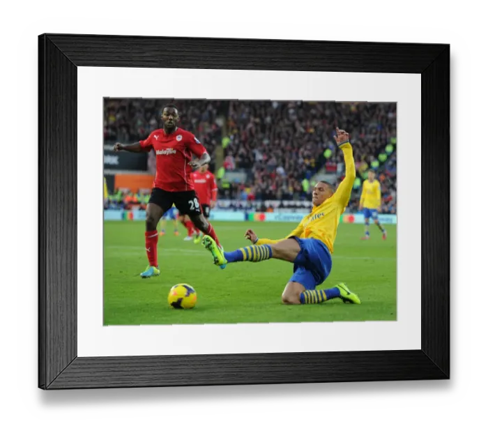 Framed Print : Kieran Gibbs (Arsenal) Kevin Theophile-Catherine (Cardiff). Cardiff City 0: 3 Arsenal
