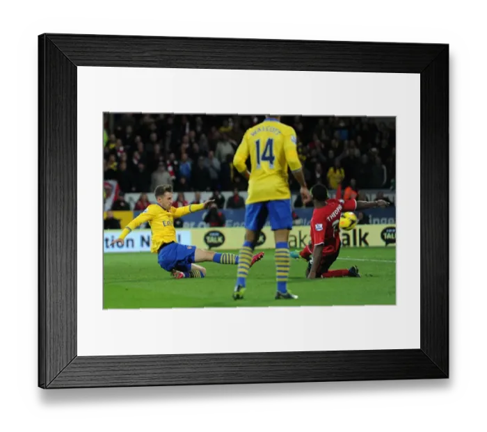 Framed Print : Aaron Ramsey Scores His Second Past Kevin Theophile-Catherine: Cardiff City vs. Arsenal, Premier League, 2013