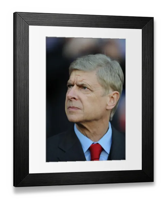 Framed Print : Arsene Wenger: Pre-Match Focus at Cardiff City Stadium (2013-14)