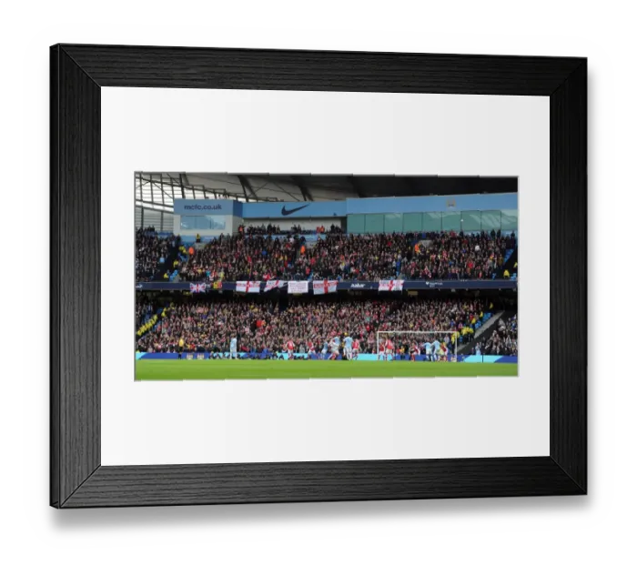 Framed Print : Arsenal fans. Manchester City 6: 3 Arsenal. Barclays Premier League. Etihad Stadium