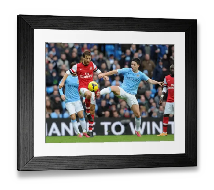 Framed Print : Flamini and Nasri Clash: Manchester City vs. Arsenal, Premier League 2013-14