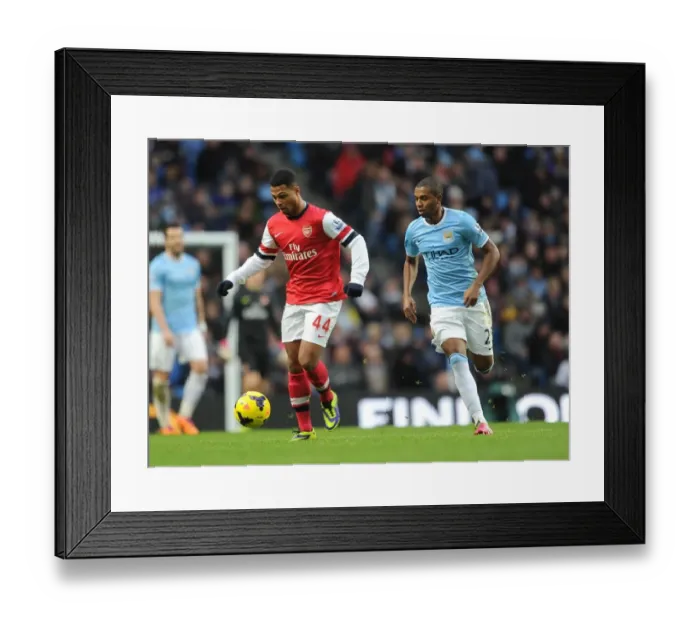 Framed Print : Serge Gnabry (Arsenal) Fernandinho (Man City). Manchester City 6: 3 Arsenal. Barclays Premier League