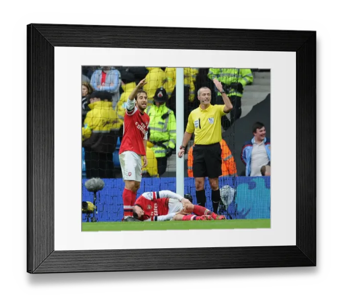 Framed Print : Arsenal's Koscielny Injured, Flamini Reacts: Manchester City vs Arsenal, Premier League 2013-14 Framed Print : Arsenal's Koscielny Injured, Flamini Reacts: Manchester City vs Arsenal, Premier League 2013-14