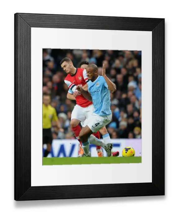 Framed Print : Clash of Titans: Vermaelen vs. Kompany - Manchester City vs. Arsenal, Premier League, 2013