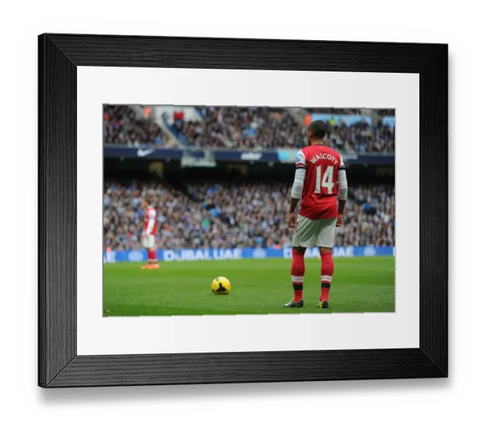 Framed Print : Theo Walcott Faces Manchester City: Arsenal vs. Manchester City, Premier League 2013-14 Framed Print : Theo Walcott Faces Manchester City: Arsenal vs. Manchester City, Premier League 2013-14