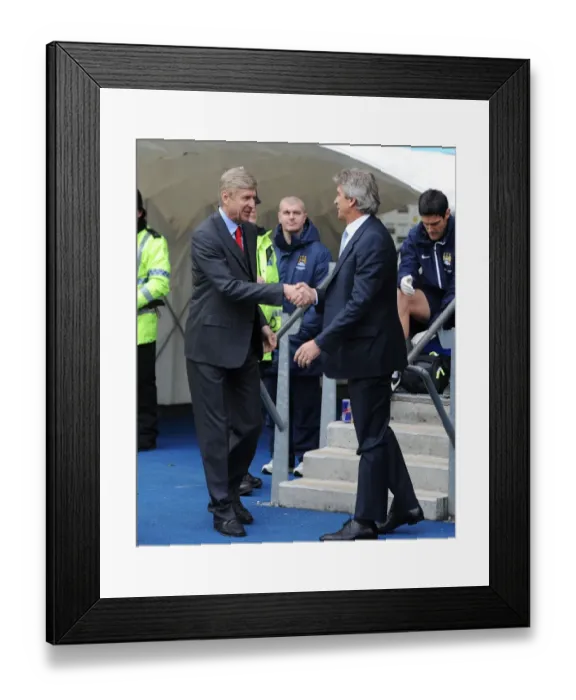 Framed Print : Arsene Wenger and Manuel Pellegrini's Pre-Match Handshake (2013-14) - Manchester City vs. Arsenal