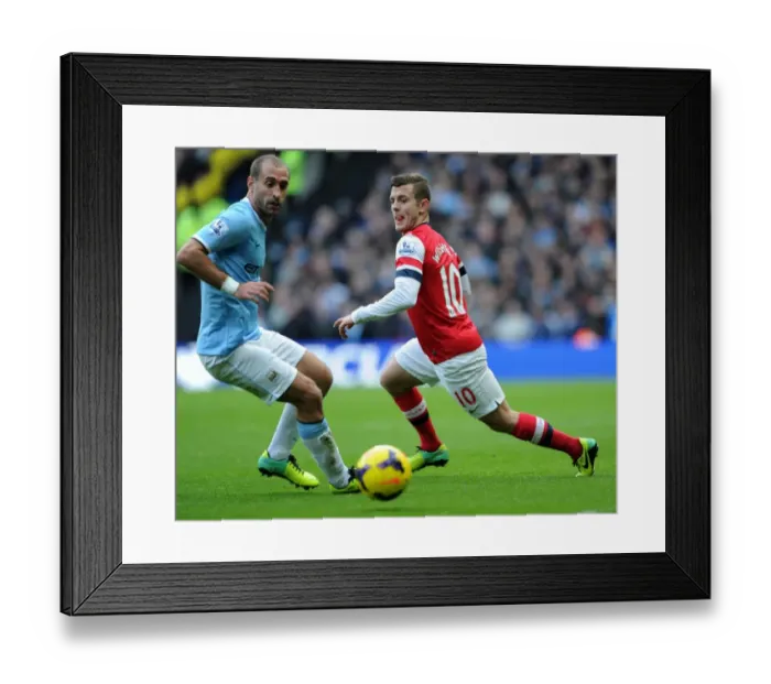 Framed Print : Jack Wilshere vs. Pablo Zabaleta: Battle at Etihad Stadium - Manchester City vs. Arsenal (2013-14) Framed Print : Jack Wilshere vs. Pablo Zabaleta: Battle at Etihad Stadium - Manchester City vs. Arsenal (2013-14)