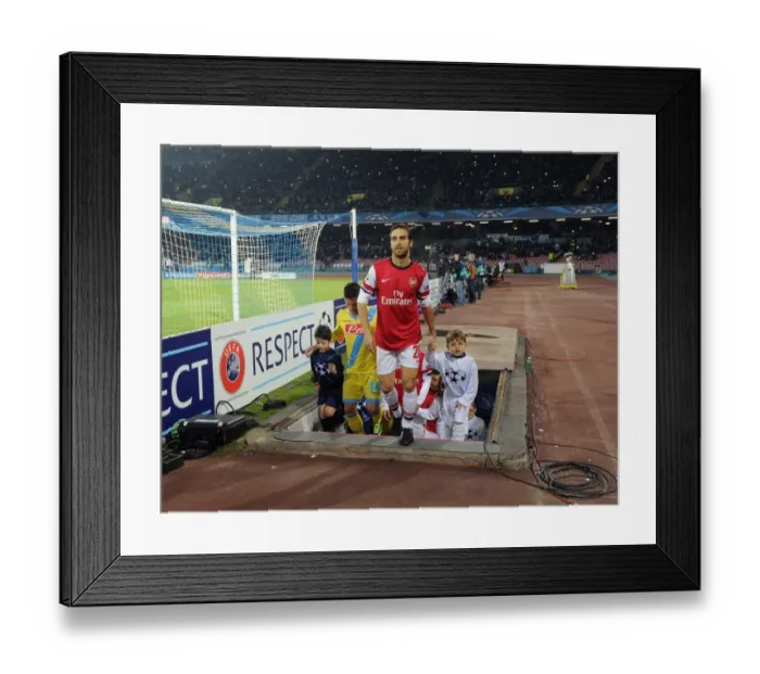 Framed Print : Mathieu Flamini: Arsenal Player Enters Stadio San Paolo Ahead of Napoli Clash (UEFA Champions League 2013-14)