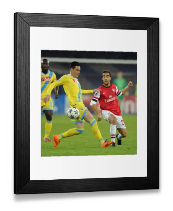 Framed Print : Flamini vs Callejon: Intense Battle in Napoli's Stadio San Paolo - Arsenal vs SSC Napoli, UEFA Champions League (2013)