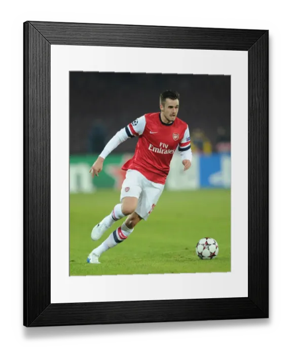 Framed Print : Carl Jenkinson in Action: Napoli vs Arsenal, UEFA Champions League, 2013