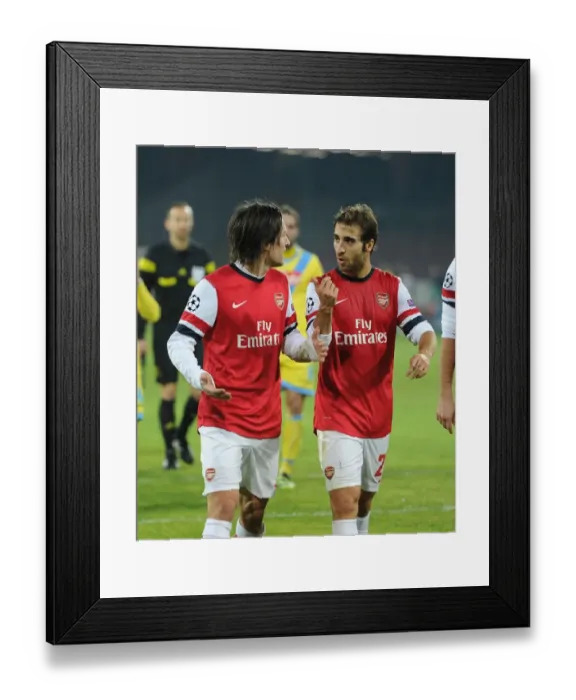 Framed Print : Flamini and Rosicky: A Chat at Half-Time - Napoli vs. Arsenal, UEFA Champions League (2013-14)