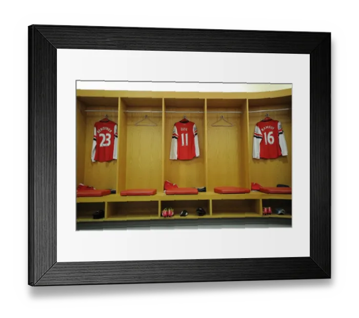 Framed Print : Arsenal Trio: Bendtner, Ozil, Ramsey Prepare for Arsenal v Hull City (2013-14)