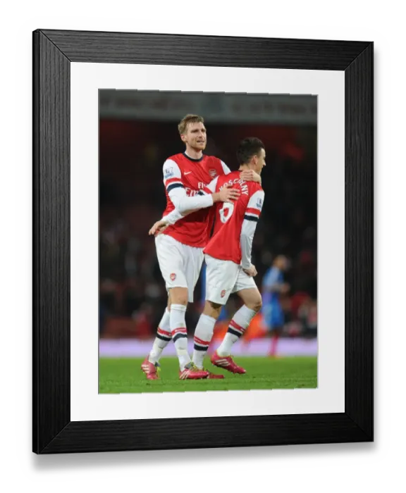 Framed Print : Arsenal's Mertesacker and Koscielny Celebrate Premier League Victory over Hull City, 2013-14 Framed Print : Arsenal's Mertesacker and Koscielny Celebrate Premier League Victory over Hull City, 2013-14