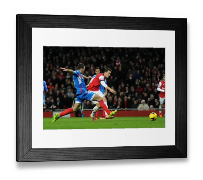 Framed Print : Mesut Ozil Scores Under Pressure: Arsenal's Second Goal vs Hull City (2013-14)