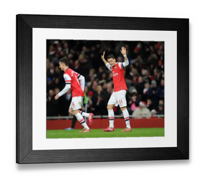 Framed Print : Ozil and Koscielny: Celebrating Arsenal's Second Goal vs. Hull City, 2013-14 Season Framed Print : Ozil and Koscielny: Celebrating Arsenal's Second Goal vs. Hull City, 2013-14 Season