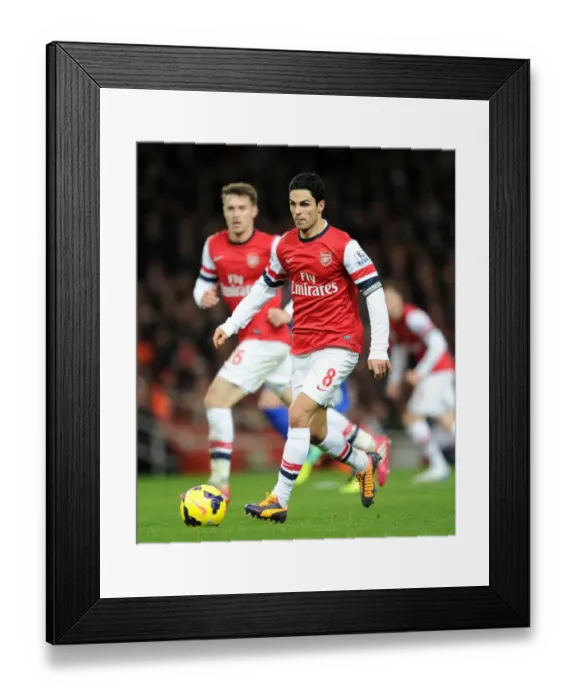 Framed Print : Mikel Arteta Leads Arsenal Against Everton in Premier League Showdown (2013-14) Framed Print : Mikel Arteta Leads Arsenal Against Everton in Premier League Showdown (2013-14)