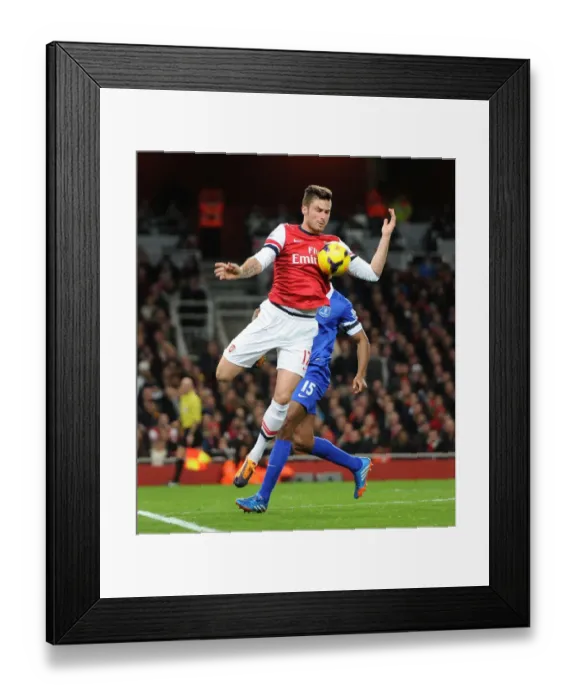 Framed Print : Olivier Giroud in Action: Arsenal vs Everton, Premier League 2013-14