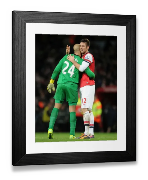 Framed Print : A Heartfelt Reunion: Olivier Giroud and Tim Howard (2013-14) - Arsenal vs. Everton Framed Print : A Heartfelt Reunion: Olivier Giroud and Tim Howard (2013-14) - Arsenal vs. Everton