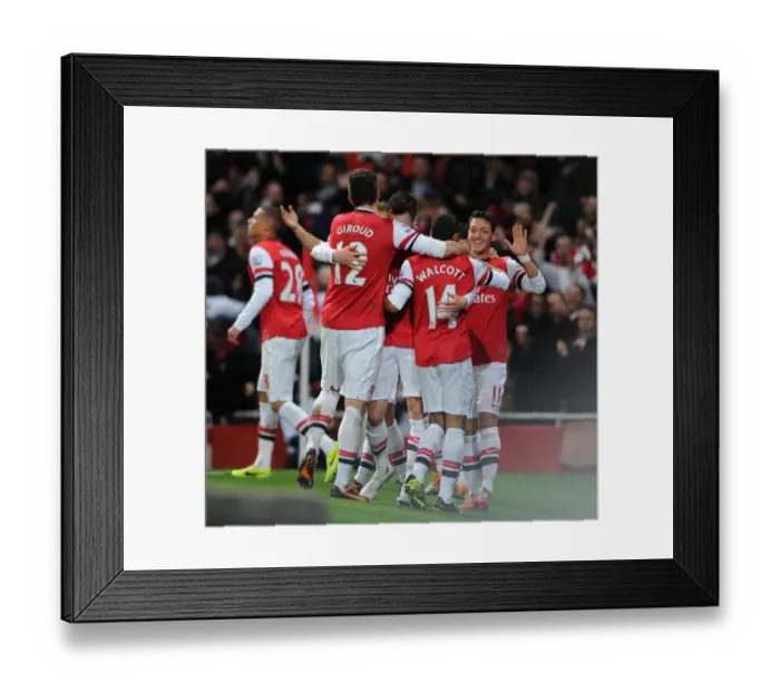 Framed Print : Mesut Ozil Celebrates Goal: Arsenal vs. Everton, Premier League 2013-14