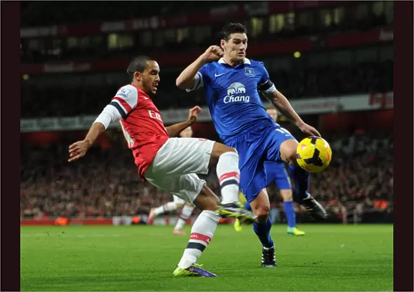Theo Walcott (Arsenal) Gareth Barry (Everton). Arsenal 1: 1 Everton. Barclays Premier League