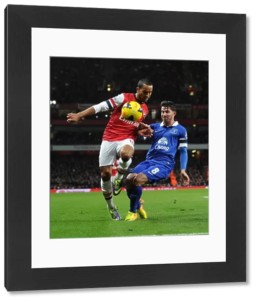 Theo Walcott (Arsenal) Bryan Oviedo (Everton). Arsenal 1: 1 Everton. Barclays Premier League