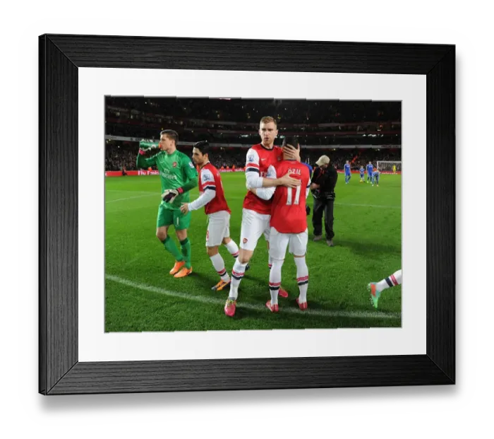 Framed Print : Arsenal's Stars: Sagna, Arteta, Mertesacker, Ozil - Arsenal v Chelsea, 2013-14