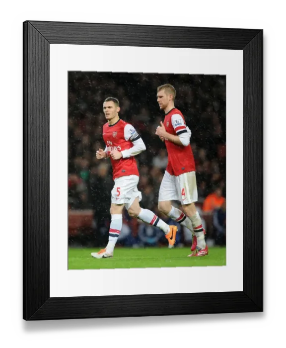 Framed Print : Arsenal's Vermaelen and Mertesacker in Action Against Chelsea (2013-14)