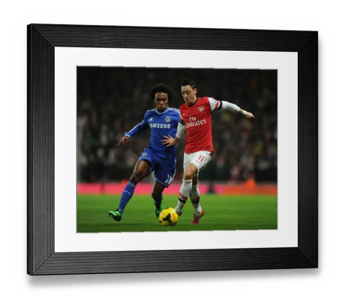 Framed Print : Ozil vs. Willian: A Football Rivalry Unfolds - Arsenal vs. Chelsea (2013-14)