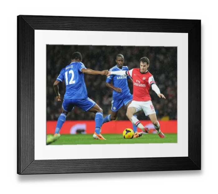 Framed Print : Clash of Midfield Titans: Ramsey vs. Mikel (Arsenal vs. Chelsea, 2013-14)