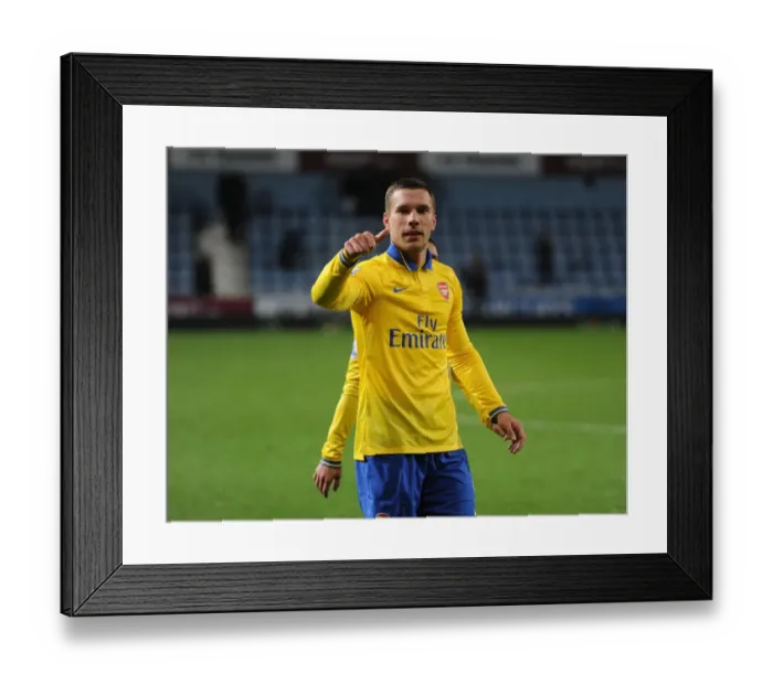 Framed Print : Lukas Podolski's Celebration: West Ham United vs. Arsenal, Premier League 2013-14 Framed Print : Lukas Podolski's Celebration: West Ham United vs. Arsenal, Premier League 2013-14