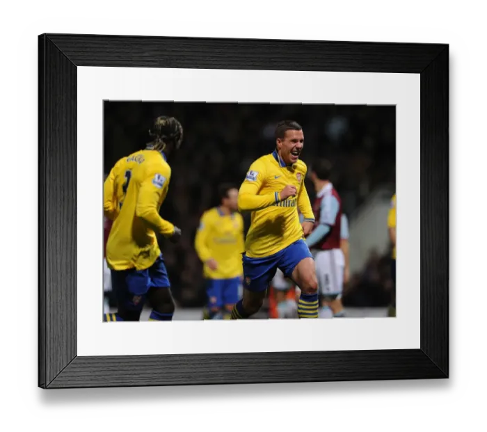Framed Print : Lukas Podolski's Hat-Trick: Arsenal's Triumph over West Ham United (2013-14) Framed Print : Lukas Podolski's Hat-Trick: Arsenal's Triumph over West Ham United (2013-14)