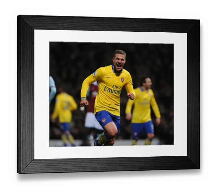Framed Print : Lukas Podolski's Hat-Trick: Arsenal's Triumph over West Ham United (2013-14) Framed Print : Lukas Podolski's Hat-Trick: Arsenal's Triumph over West Ham United (2013-14)