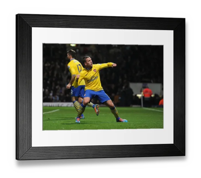 Framed Print : Lukas Podolski's Hat-Trick: Arsenal's Triumph over West Ham United (December 2013)