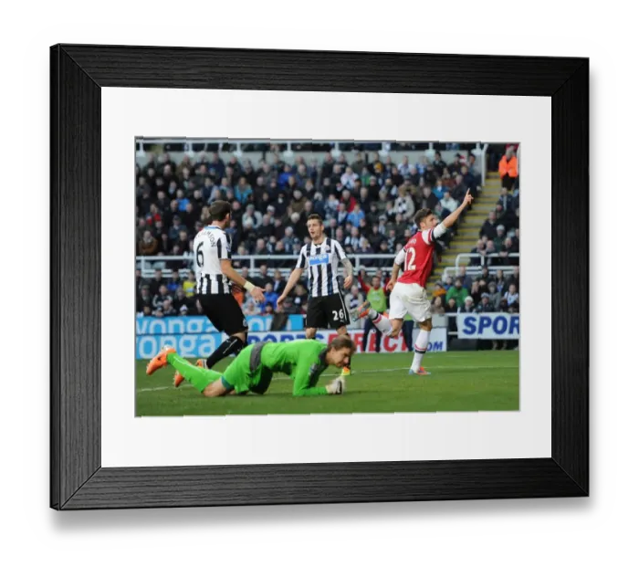 Framed Print : Olivier Giroud's Goal Celebration: Newcastle United vs. Arsenal (2013-14)