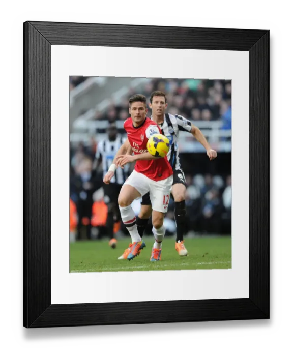 Framed Print : Giroud Outruns Williamson: Thrilling Moment from Newcastle vs. Arsenal, Premier League 2013-14 Framed Print : Giroud Outruns Williamson: Thrilling Moment from Newcastle vs. Arsenal, Premier League 2013-14